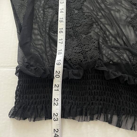 Embroidered Whimsigoth Womens Top 1XL Fairy Grunge Victorian Mesh Festival Boho. - Picture 5 of 9